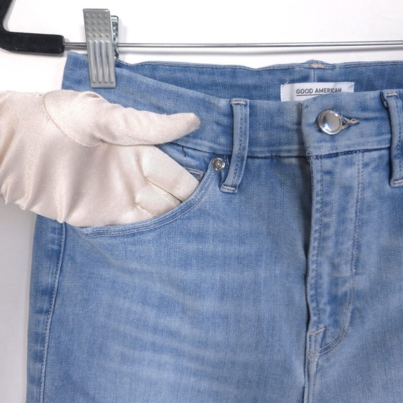 GOOD AMERICAN Size 6/28‎ Jeans GOOD WAIST Crop Raw Edge GWCFH367T Blue 352 - Picture 13 of 16